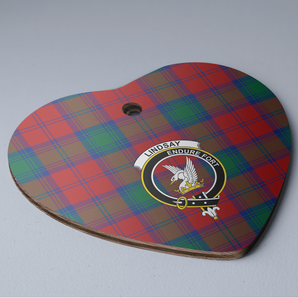 Clan Lindsay Modern Tartan Crest Heart Ceramic Ornament WN14 Lindsay Modern Tartan Tartan Christmas   
