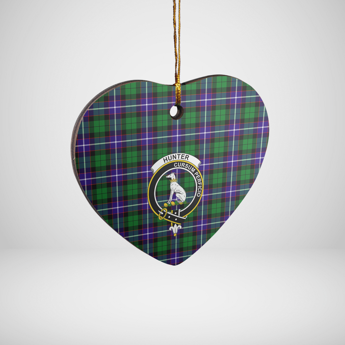 Clan Hunter Tartan Crest Heart Ceramic Ornament JX81 Hunter Tartan Tartan Christmas   