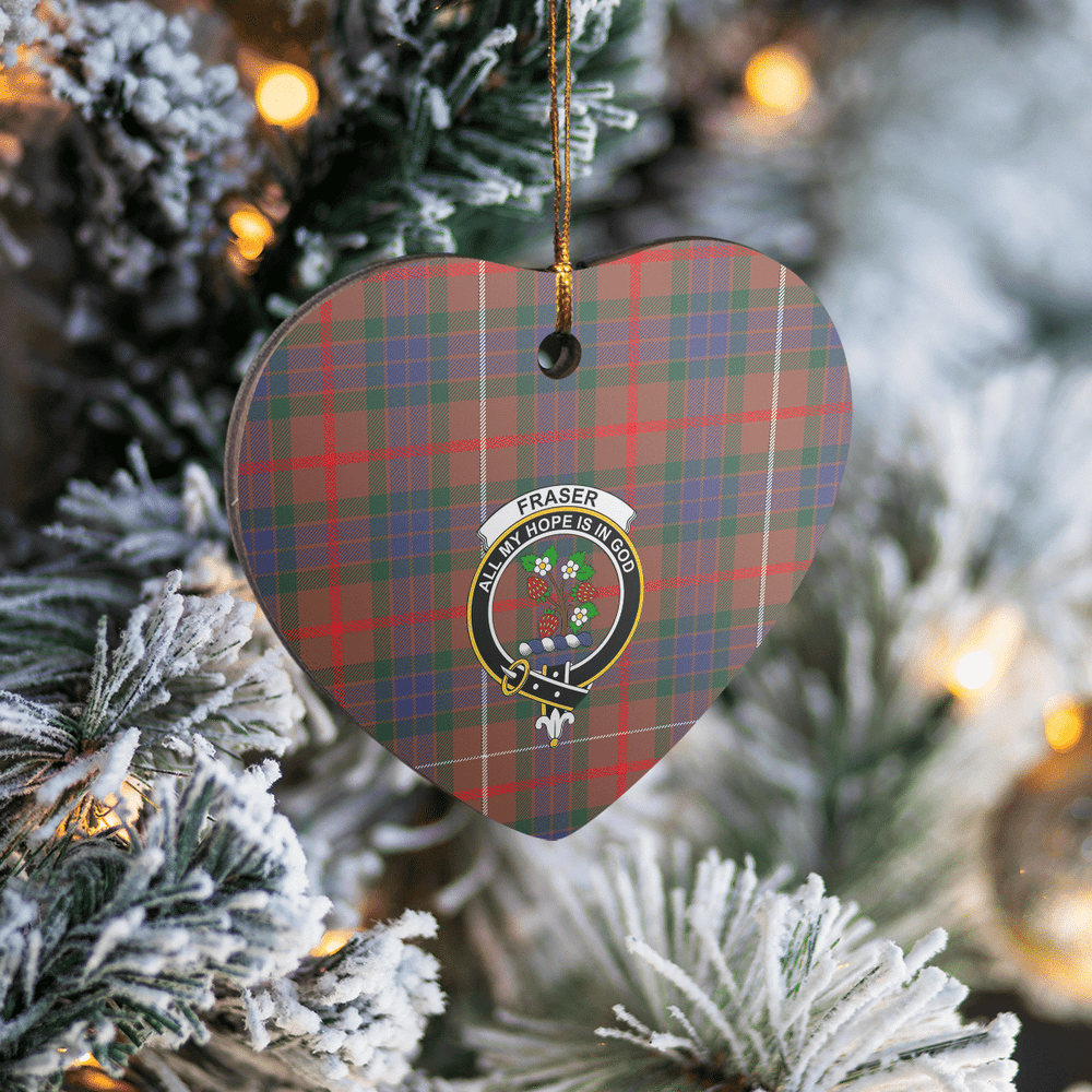 Clan Fraser Hunting Modern Tartan Crest Heart Ceramic Ornament LB90 Fraser Hunting Modern Tartan Tartan Christmas   