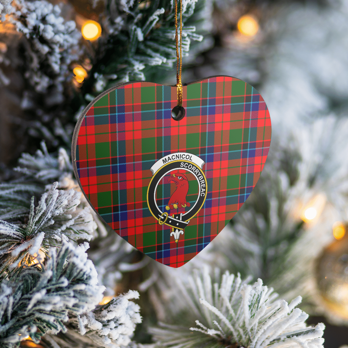 Clan Macnicol Tartan Crest Heart Ceramic Ornament BL24 Macnicol Tartan Tartan Christmas   