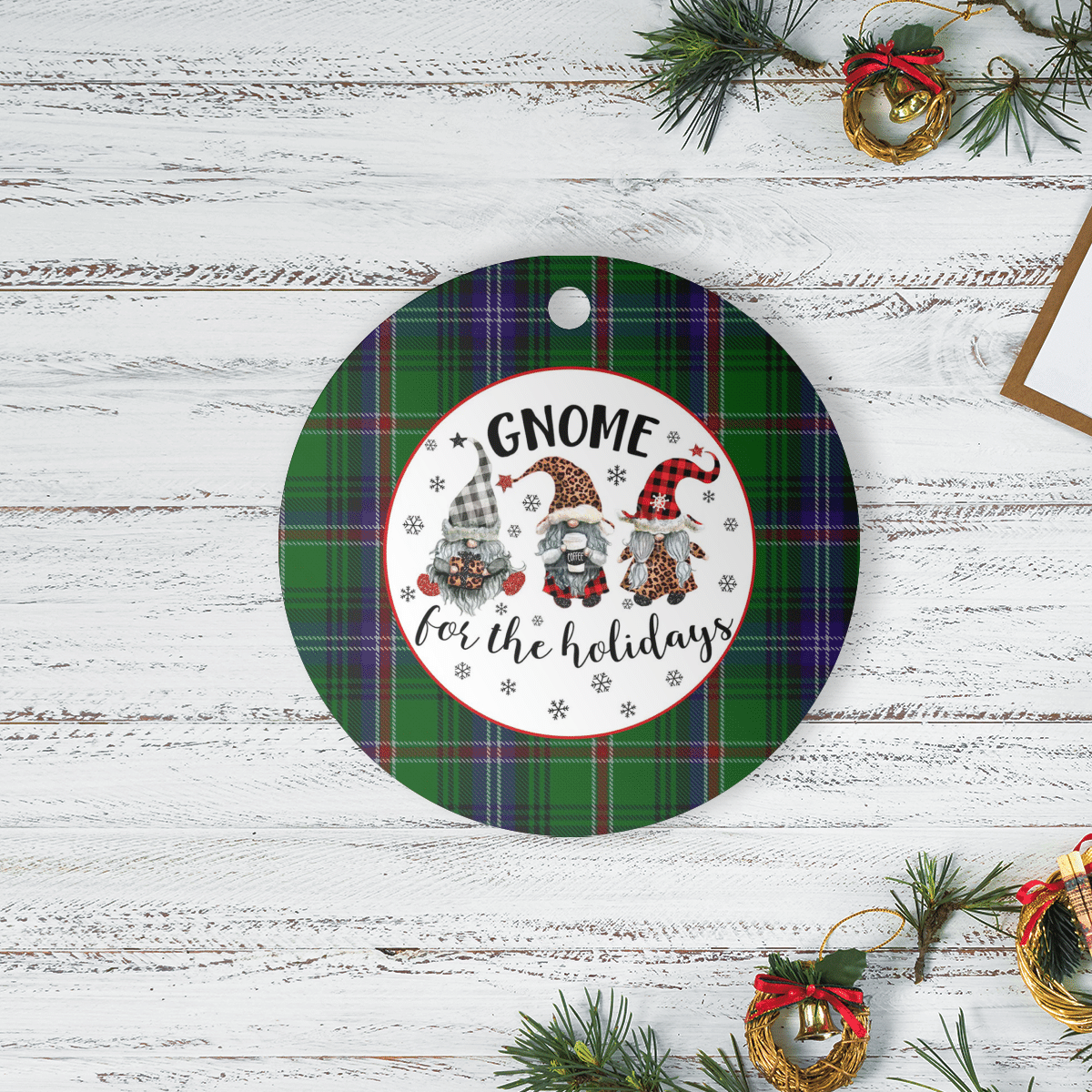 Clan Kirby Tartan Tartan Crest Gnome Round Ceramic Ornament XV41 Kirby Tartan Tartan Christmas   