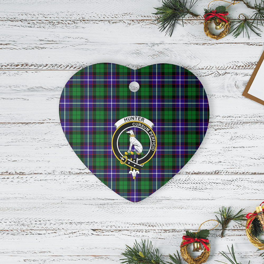 Clan Hunter Tartan Crest Heart Ceramic Ornament JX81 Hunter Tartan Tartan Christmas   