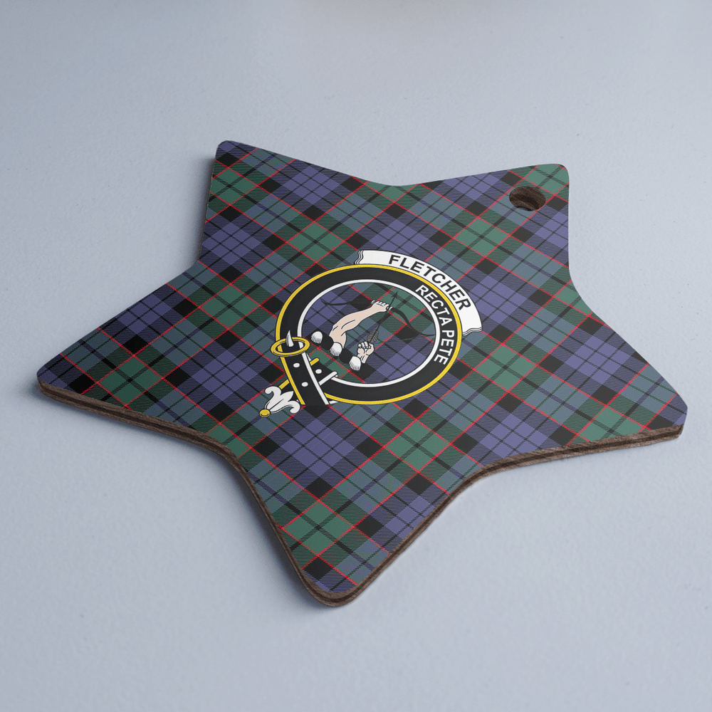 Clan Fletcher Modern Tartan Crest Star Ceramic Ornament MF18 Fletcher Modern Tartan Tartan Christmas   