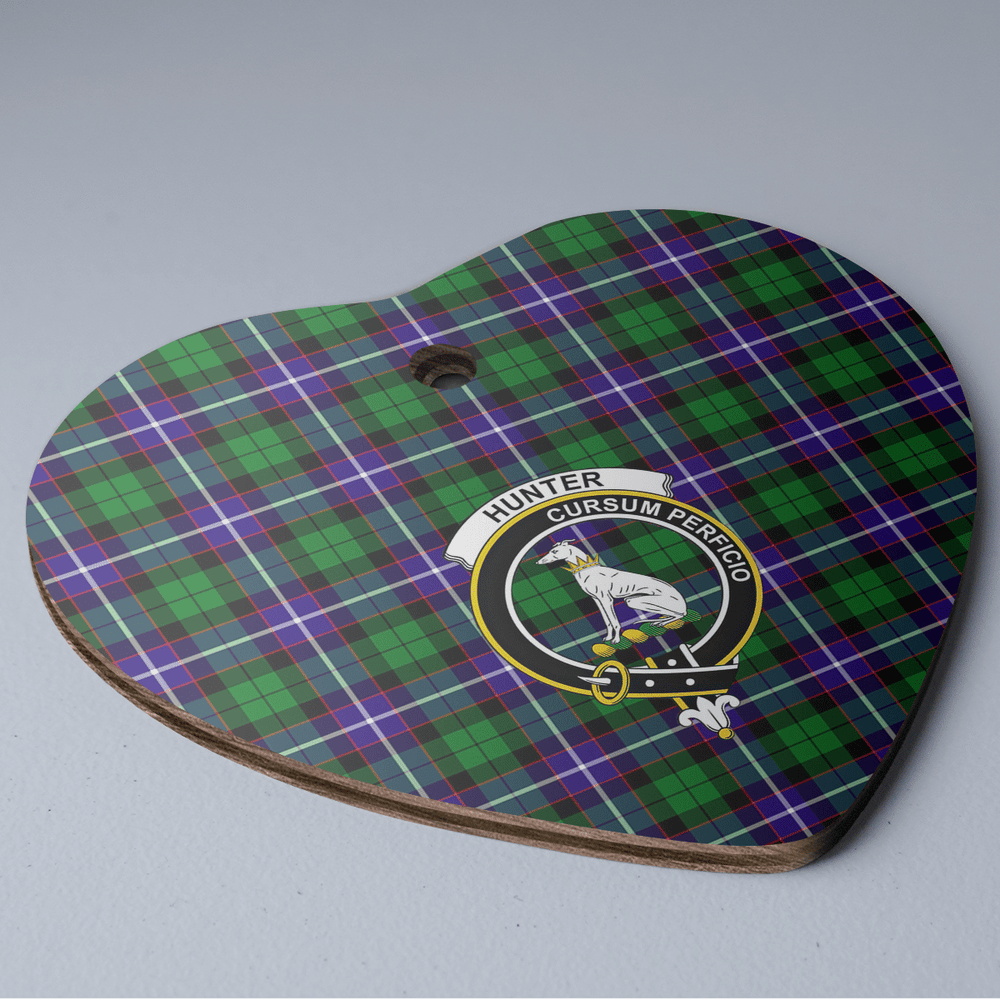 Clan Hunter Tartan Crest Heart Ceramic Ornament JX81 Hunter Tartan Tartan Christmas   