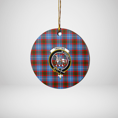 Clan Trotter Tartan Crest Round Ceramic Ornament GJ42