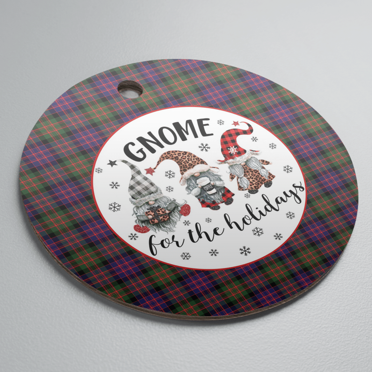 Clan MacDonald Modern Tartan Tartan Crest Gnome Round Ceramic Ornament WE43 MacDonald Modern Tartan Tartan Christmas   