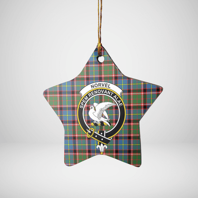 Clan Norvel (Stirling) Tartan Crest Star Ceramic Ornament