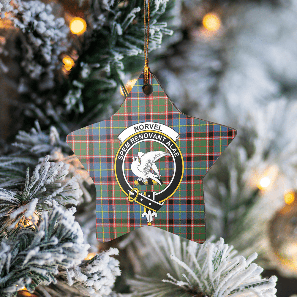 Clan Norvel (Stirling) Tartan Crest Star Ceramic Ornament IA17 Norvel (Stirling) Tartan Tartan Christmas   