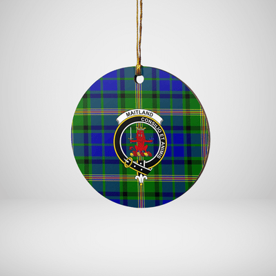 Clan Maitland Tartan Crest Round Ceramic Ornament