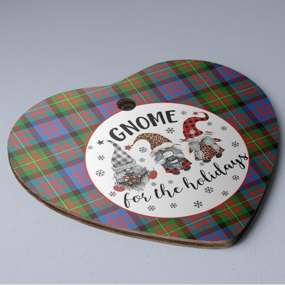 Clan Carnegie Ancient Tartan Tartan Crest Gnome Heart Ceramic Ornament ZW24 Carnegie Ancient Tartan Tartan Christmas   