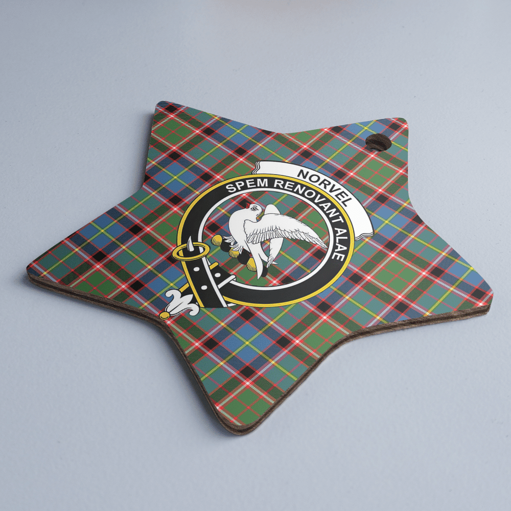 Clan Norvel (Stirling) Tartan Crest Star Ceramic Ornament IA17 Norvel (Stirling) Tartan Tartan Christmas   
