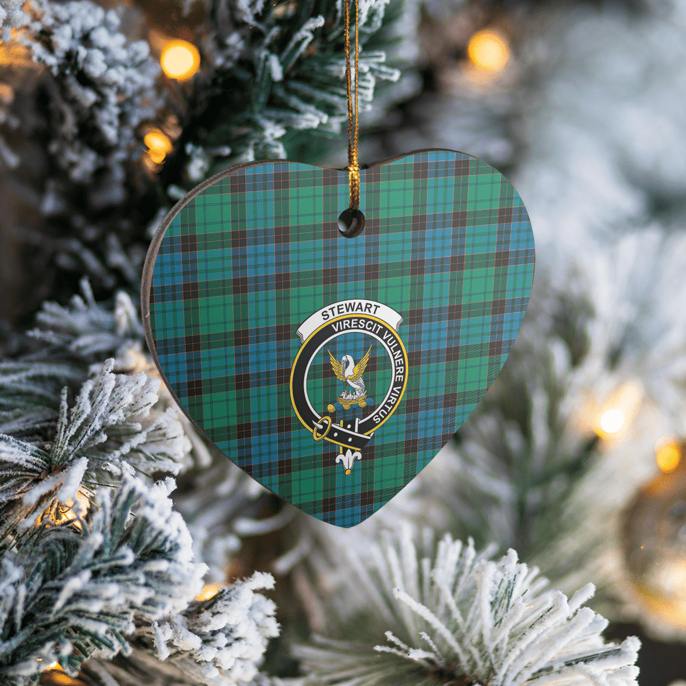 Clan Stewart Old Ancient Tartan Crest Heart Ceramic Ornament VU22 Stewart Old Ancient Tartan Tartan Christmas   