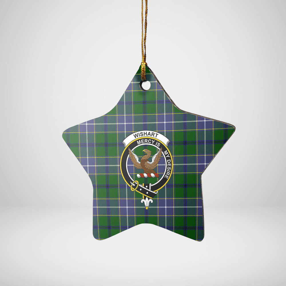 Clan Wishart Hunting Tartan Crest Star Ceramic Ornament YH69 Wishart Hunting Tartan Tartan Christmas   