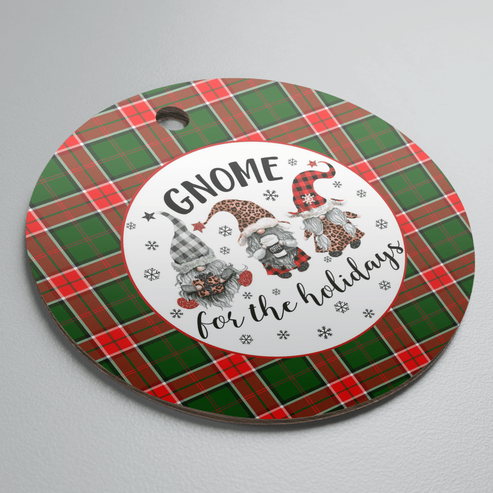 Clan Pollock Modern Tartan Tartan Crest Gnome Round Ceramic Ornament YL74 Pollock Modern Tartan Tartan Christmas   