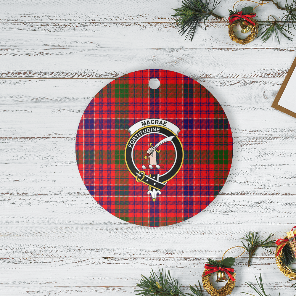 Clan MacRae Modern Tartan Crest Round Ceramic Ornament TF95 MacRae Modern Tartan Tartan Christmas   