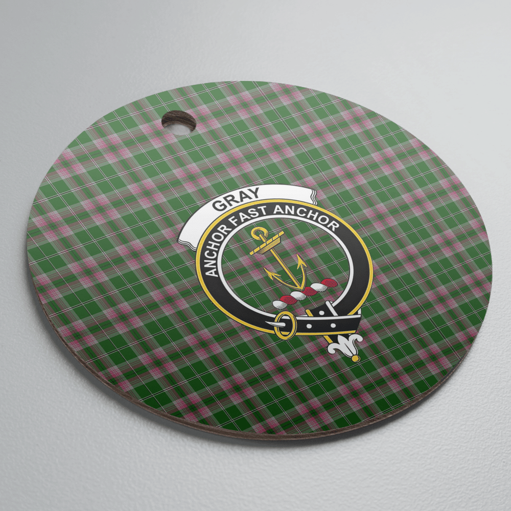 Clan Gray Hunting Tartan Crest Round Ceramic Ornament DF11 Gray Hunting Tartan Tartan Christmas   