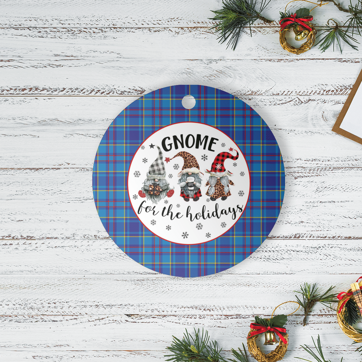 Clan Mercer Modern Tartan Tartan Crest Gnome Round Ceramic Ornament DE17 Mercer Modern Tartan Tartan Christmas   