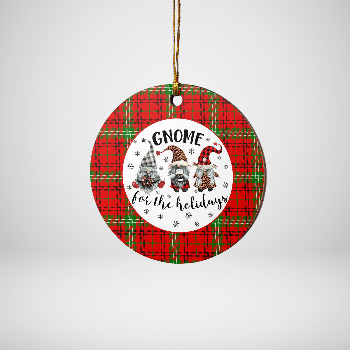 Clan Morrison Red Modern Tartan Tartan Crest Gnome Round Ceramic Ornament WZ61 Morrison Red Modern Tartan Tartan Christmas   