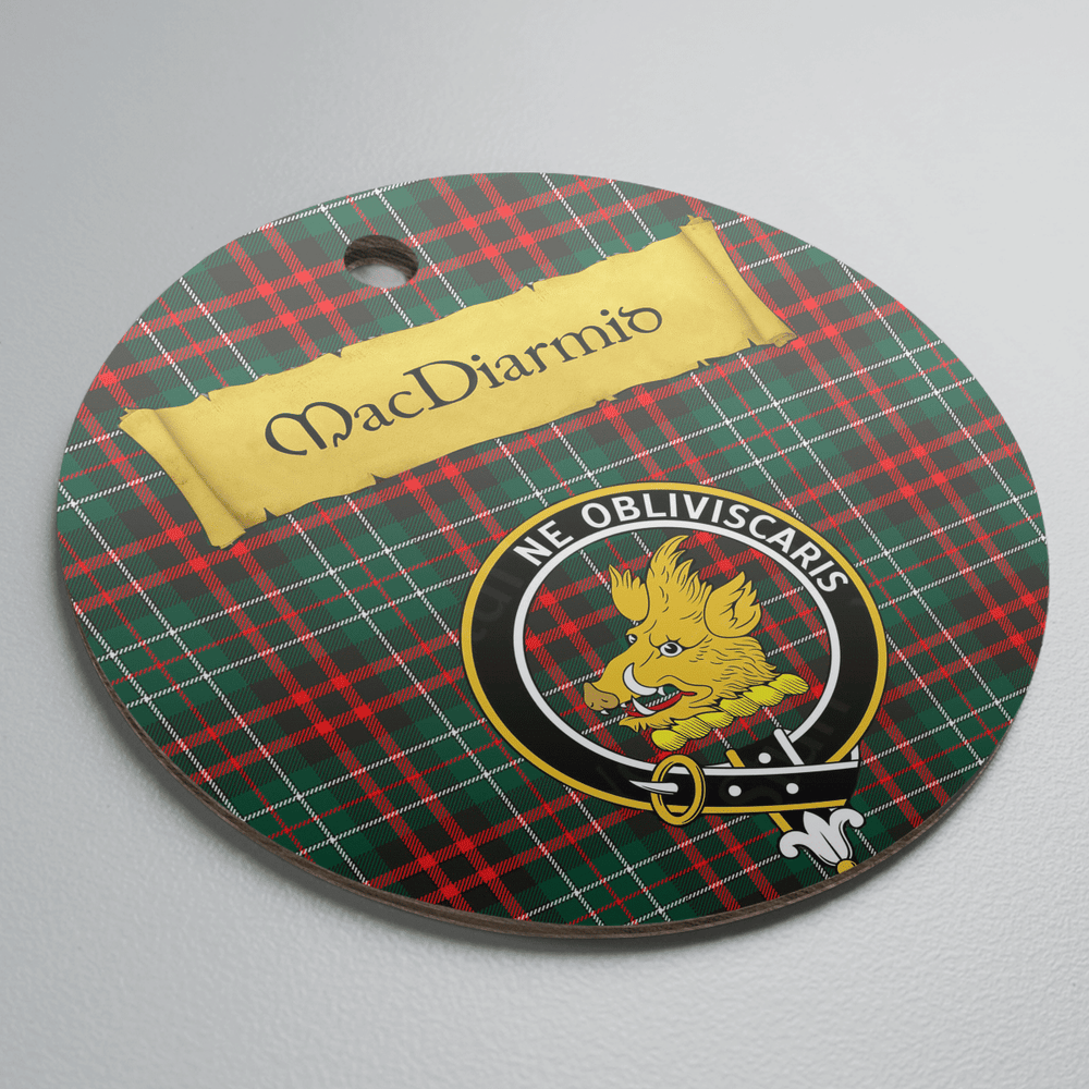 Clan MacDiarmid Modern Tartan Crest Round Ceramic Ornament EP93 MacDiarmid Modern Tartan Tartan Christmas   