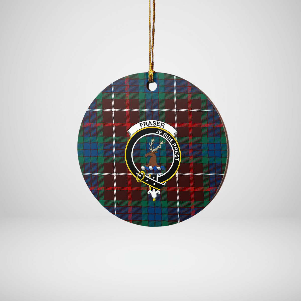 Clan Fraser Hunting Ancient Tartan Crest Round Ceramic Ornament WO59 Fraser Hunting Ancient Tartan Tartan Christmas   