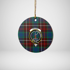 Clan Fraser Hunting Ancient Tartan Crest Round Ceramic Ornament WO59 Fraser Hunting Ancient Tartan Tartan Christmas   
