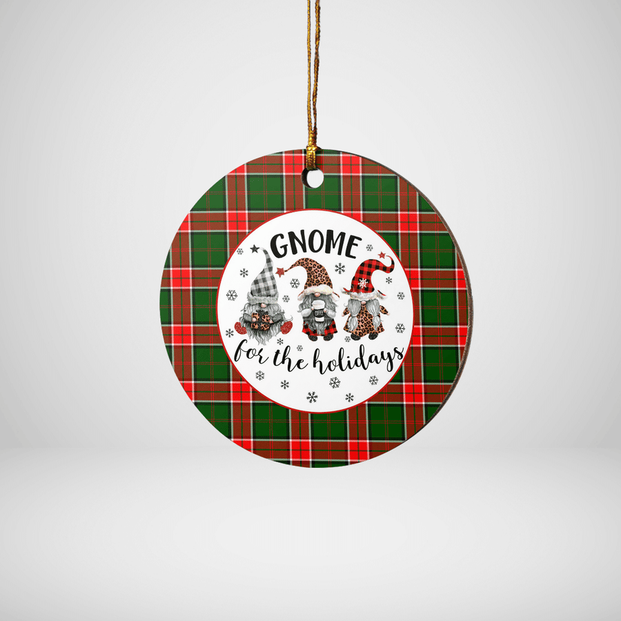 Clan Pollock Modern Tartan Tartan Crest Gnome Round Ceramic Ornament YL74 Pollock Modern Tartan Tartan Christmas   