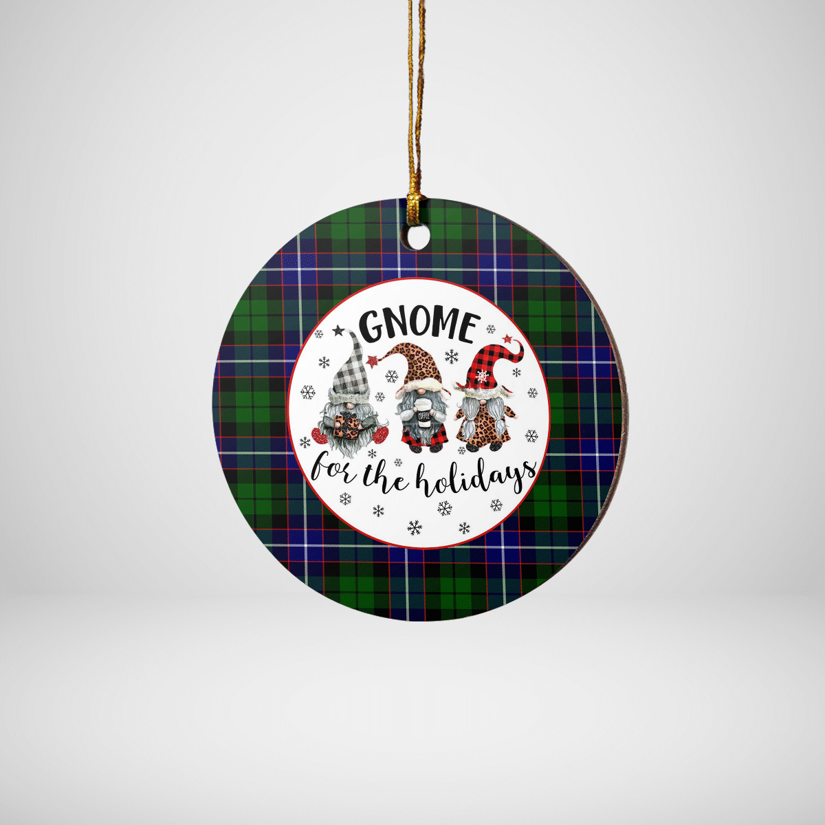 Clan Russell Modern Tartan Tartan Crest Gnome Round Ceramic Ornament UU99 Russell Modern Tartan Tartan Christmas   