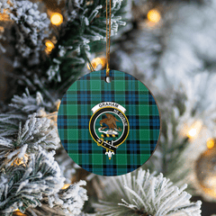 Clan Graham of Menteith Ancient Tartan Crest Round Ceramic Ornament TN48 Graham of Menteith Ancient Tartan Tartan Christmas   