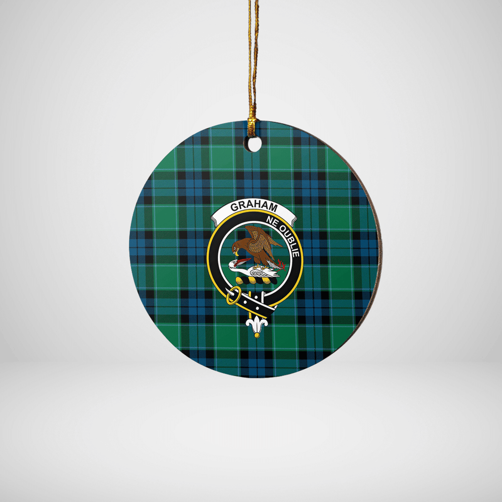Clan Graham of Menteith Ancient Tartan Crest Round Ceramic Ornament TN48 Graham of Menteith Ancient Tartan Tartan Christmas   