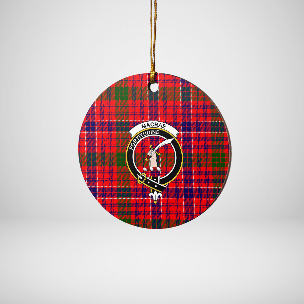 Clan MacRae Modern Tartan Crest Round Ceramic Ornament TF95 MacRae Modern Tartan Tartan Christmas   