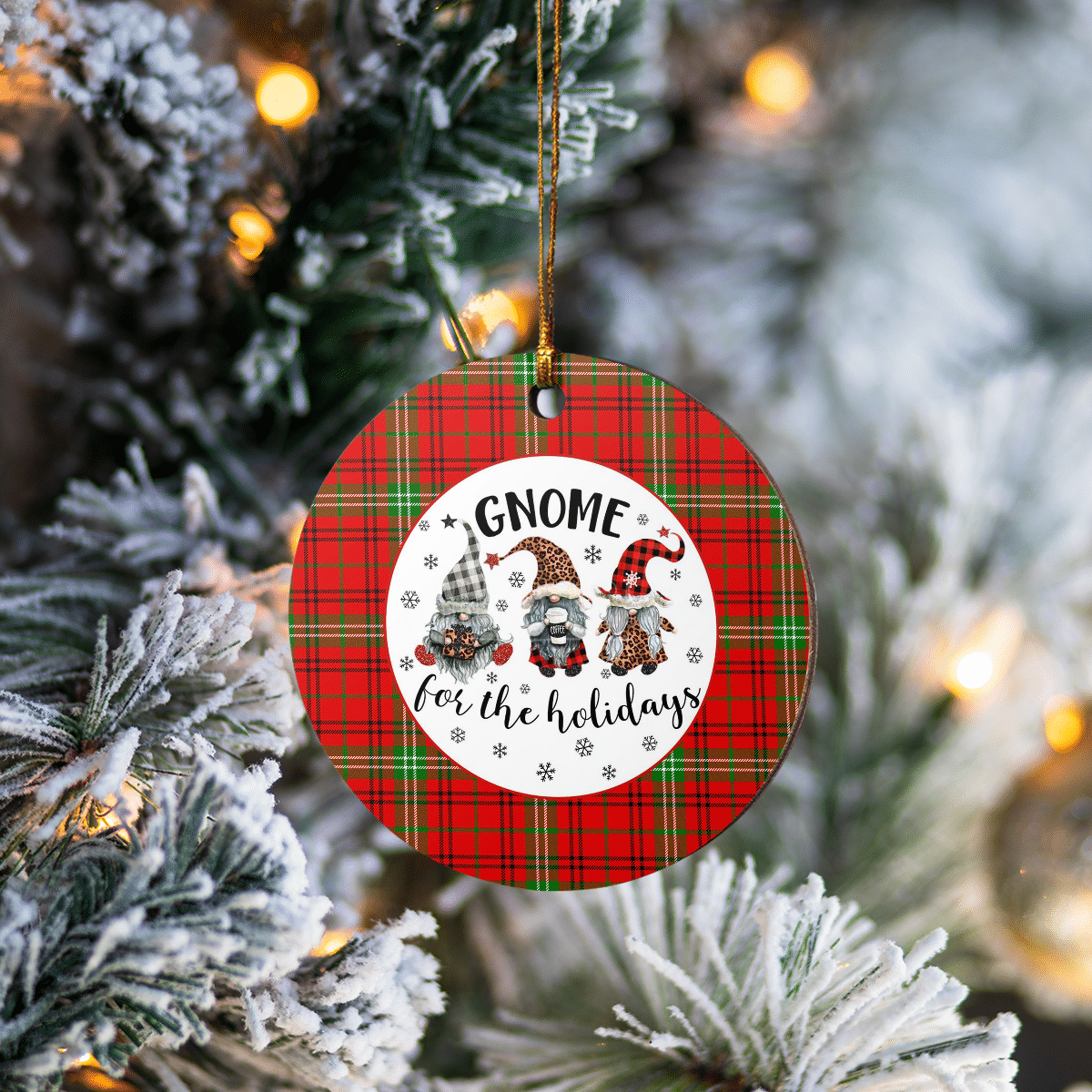 Clan Morrison Red Modern Tartan Tartan Crest Gnome Round Ceramic Ornament WZ61 Morrison Red Modern Tartan Tartan Christmas   