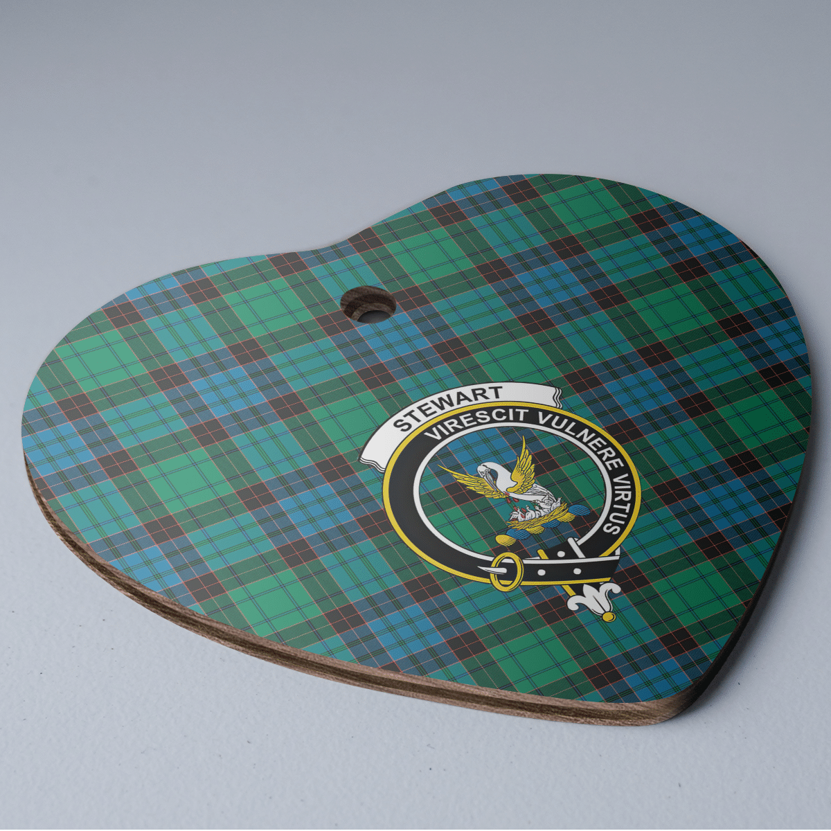 Clan Stewart Old Ancient Tartan Crest Heart Ceramic Ornament VU22 Stewart Old Ancient Tartan Tartan Christmas   