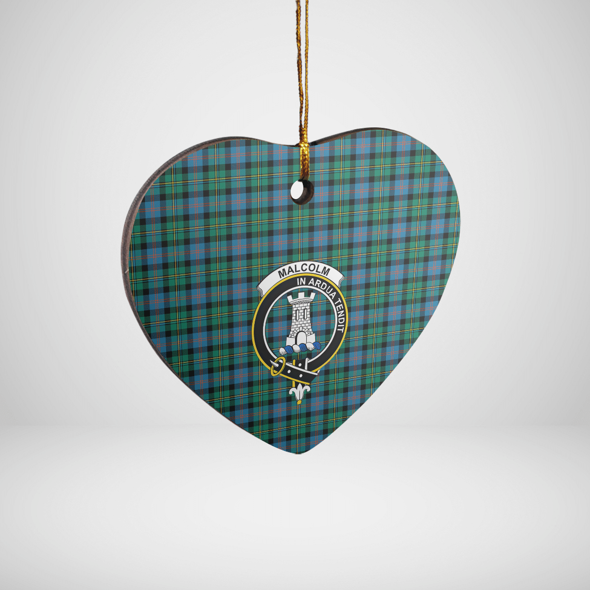 Clan Malcolm Ancient Tartan Crest Heart Ceramic Ornament BH93 Malcolm Ancient Tartan Tartan Christmas   
