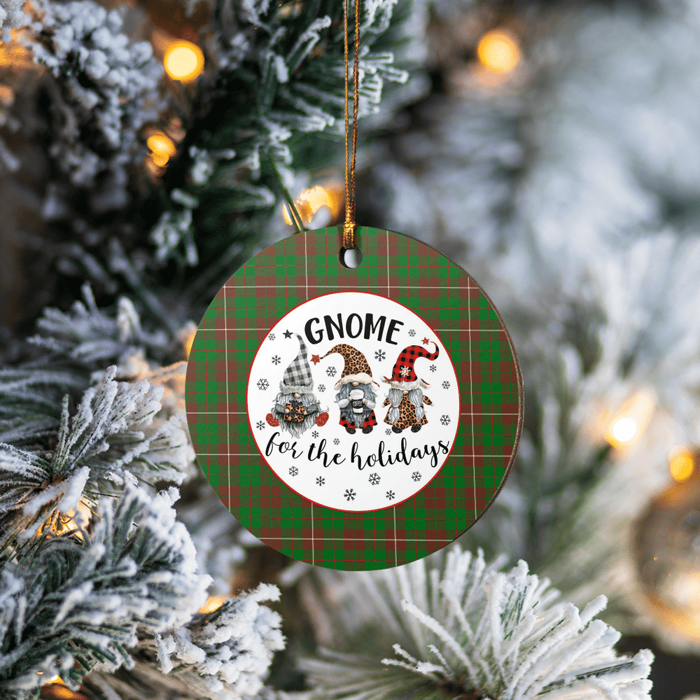 Clan MacKinnon Hunting Modern Tartan Tartan Crest Gnome Round Ceramic Ornament PG85 MacKinnon Hunting Modern Tartan Tartan Christmas   