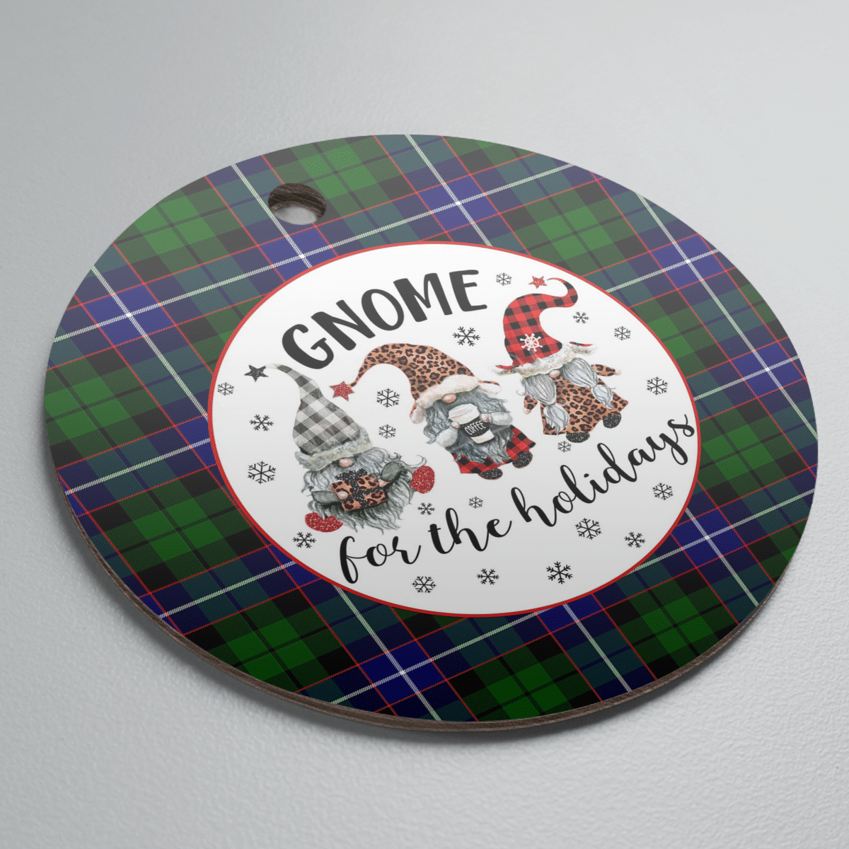Clan Russell Modern Tartan Tartan Crest Gnome Round Ceramic Ornament UU99 Russell Modern Tartan Tartan Christmas   