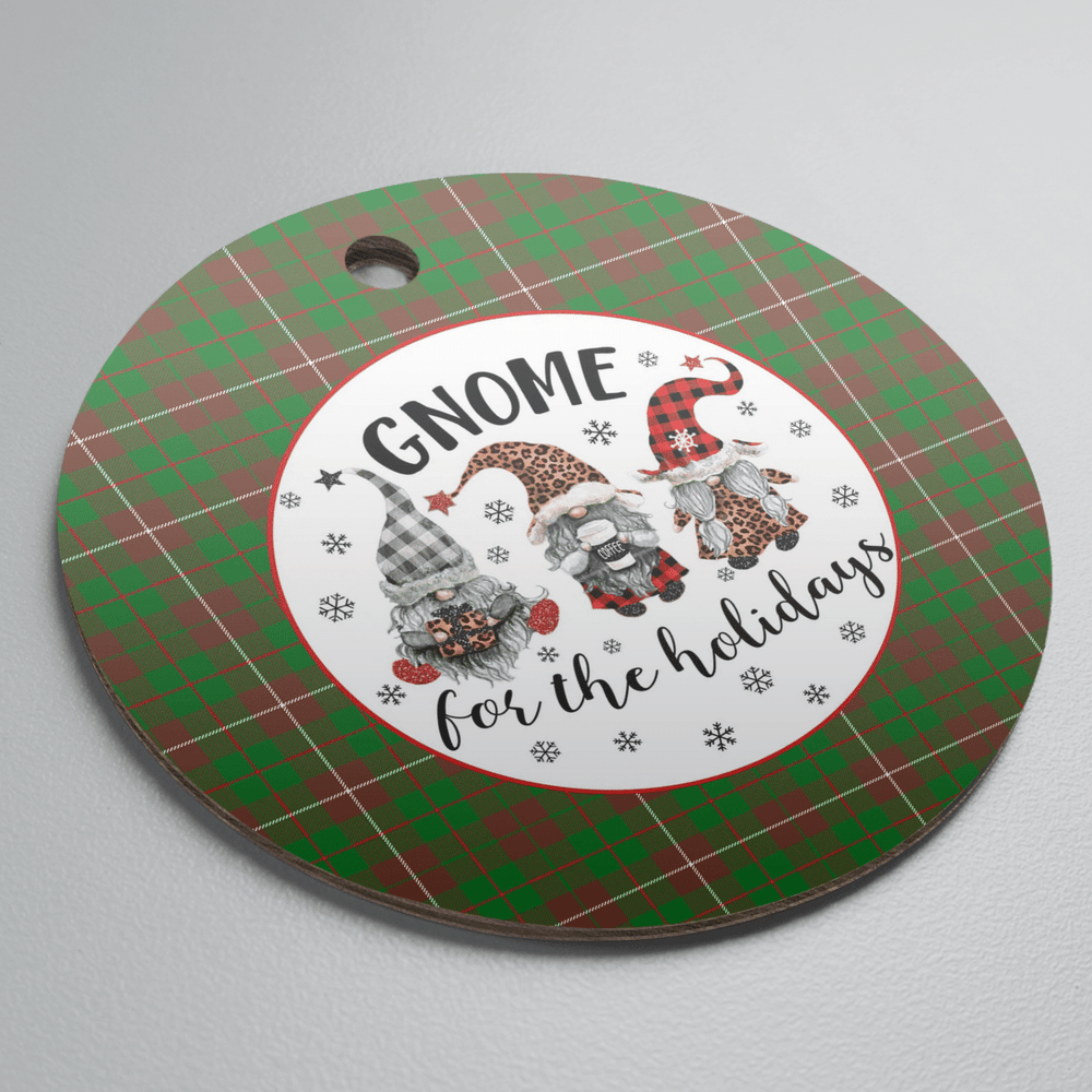 Clan MacKinnon Hunting Modern Tartan Tartan Crest Gnome Round Ceramic Ornament PG85 MacKinnon Hunting Modern Tartan Tartan Christmas   