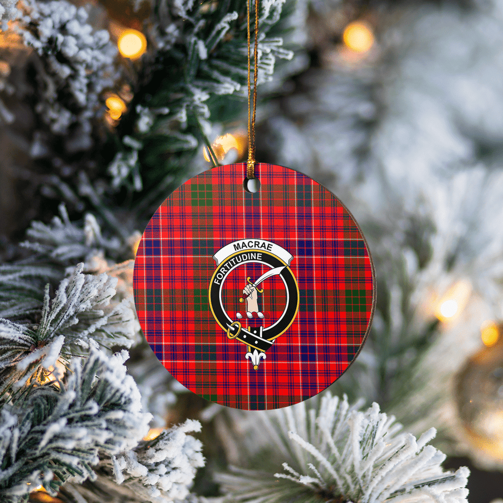 Clan MacRae Modern Tartan Crest Round Ceramic Ornament TF95 MacRae Modern Tartan Tartan Christmas   