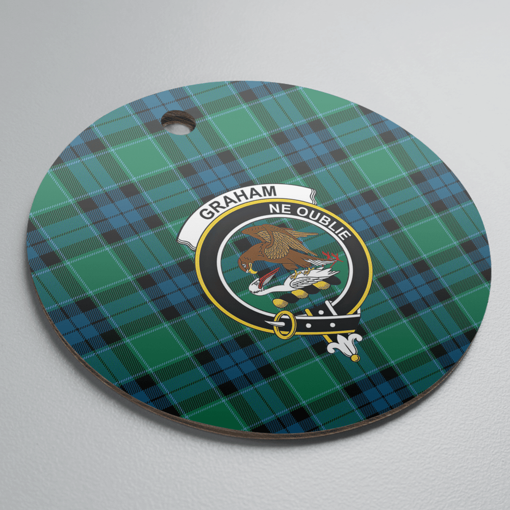 Clan Graham of Menteith Ancient Tartan Crest Round Ceramic Ornament TN48 Graham of Menteith Ancient Tartan Tartan Christmas   