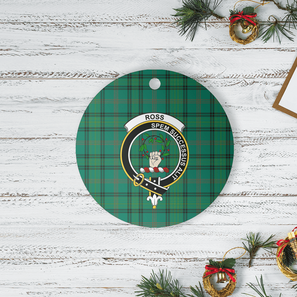 Clan Ross Hunting Ancient Tartan Crest Round Ceramic Ornament KR18 Ross Hunting Ancient Tartan Tartan Christmas   