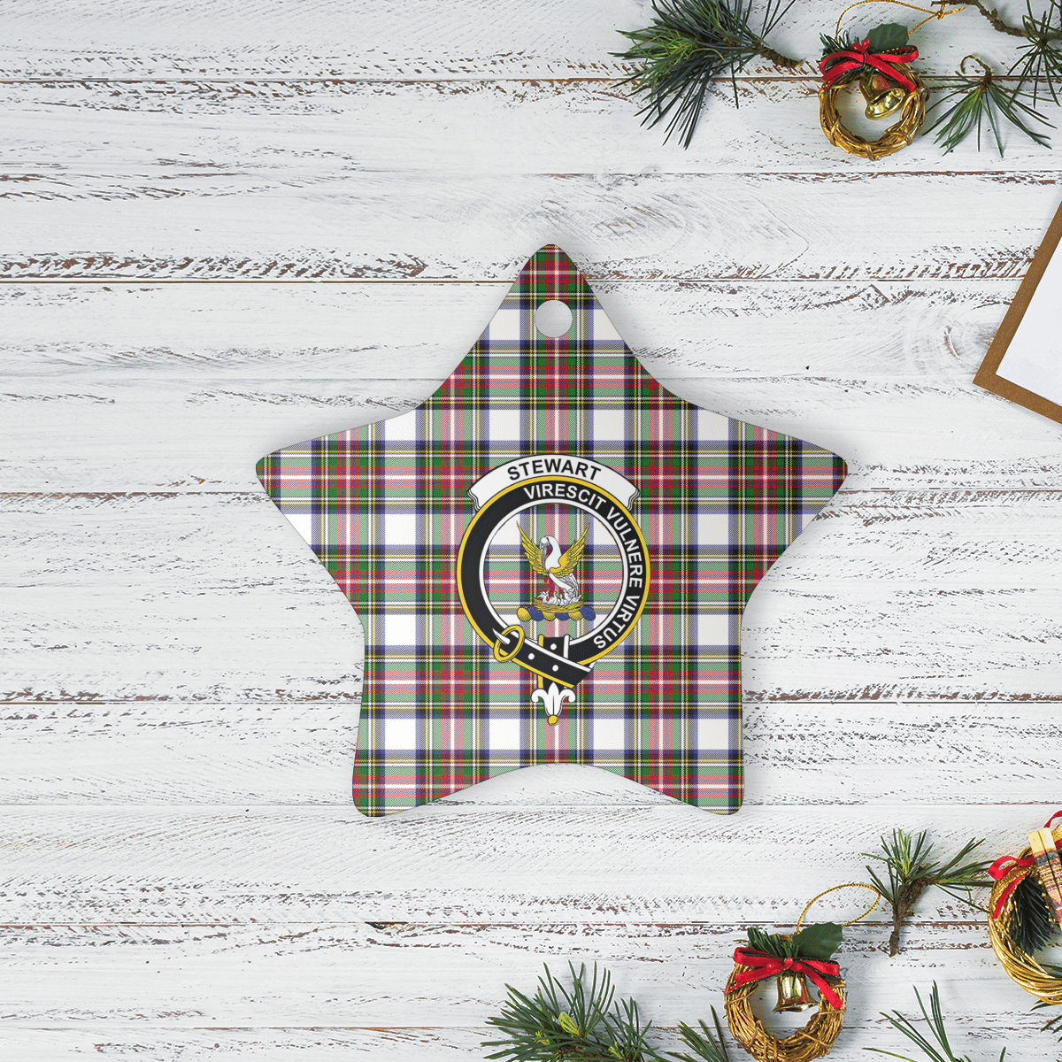 Clan Stewart Dress Modern Tartan Crest Star Ceramic Ornament AG61 Stewart Dress Modern Tartan Tartan Christmas   
