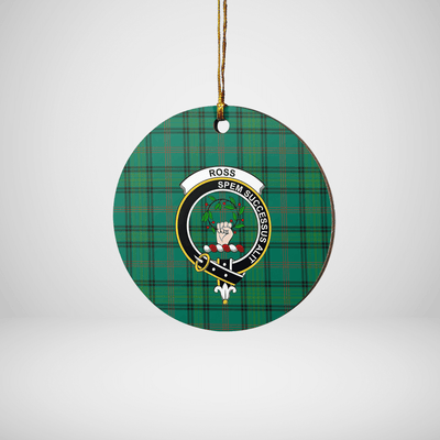 Clan Ross Hunting Ancient Tartan Crest Round Ceramic Ornament