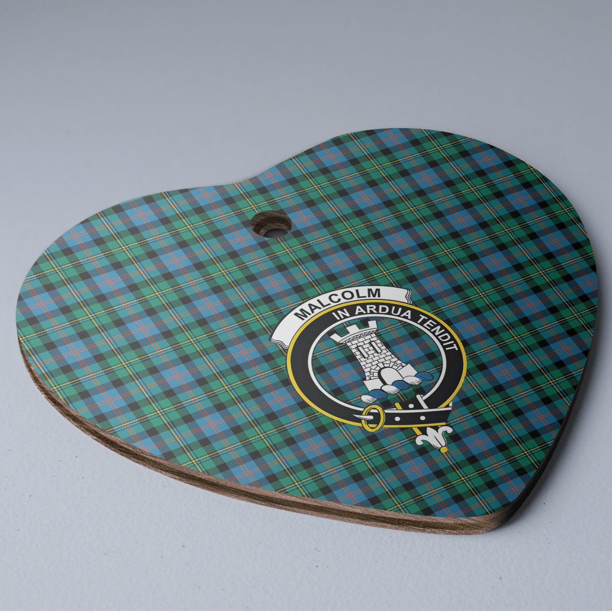 Clan Malcolm Ancient Tartan Crest Heart Ceramic Ornament BH93 Malcolm Ancient Tartan Tartan Christmas   