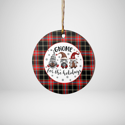 Clan Norwegian Night Tartan Tartan Crest Gnome Round Ceramic Ornament