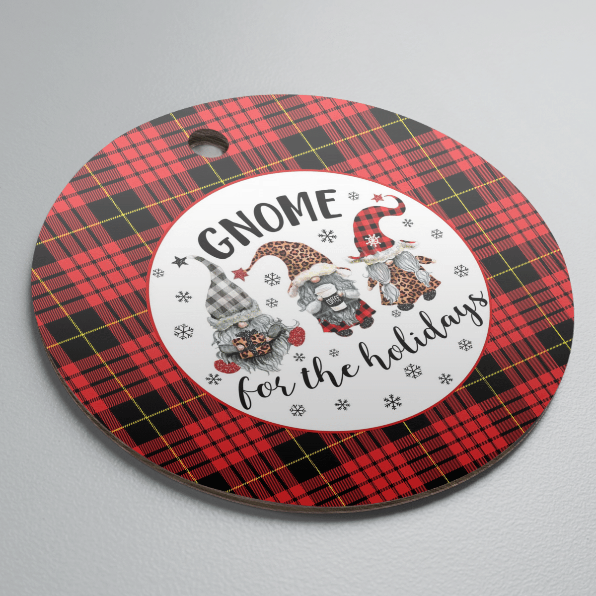 Clan MacQueen Modern Tartan Tartan Crest Gnome Round Ceramic Ornament LN55 MacQueen Modern Tartan Tartan Christmas   