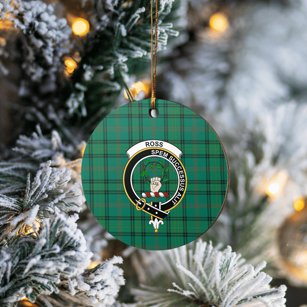 Clan Ross Hunting Ancient Tartan Crest Round Ceramic Ornament KR18 Ross Hunting Ancient Tartan Tartan Christmas   