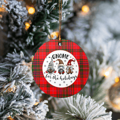 Clan MacDougall Modern Tartan Tartan Crest Gnome Round Ceramic Ornament WJ66 MacDougall Modern Tartan Tartan Christmas   