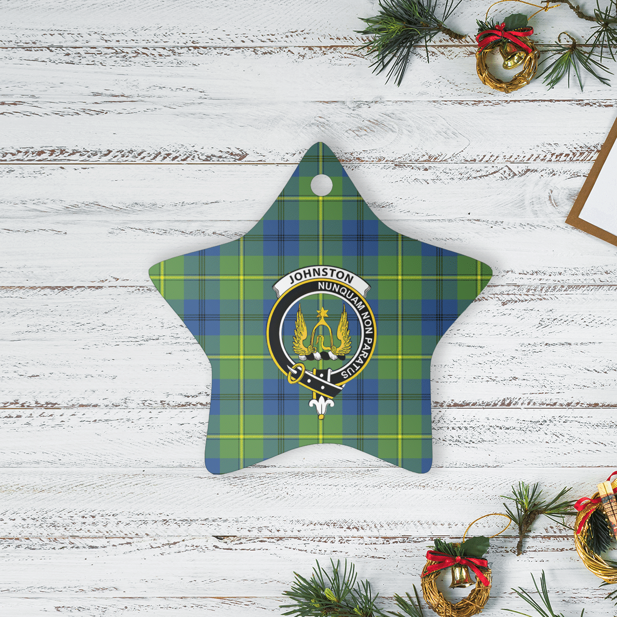 Clan Johnston Ancient Tartan Crest Star Ceramic Ornament OW38 Johnston Ancient Tartan Tartan Christmas   