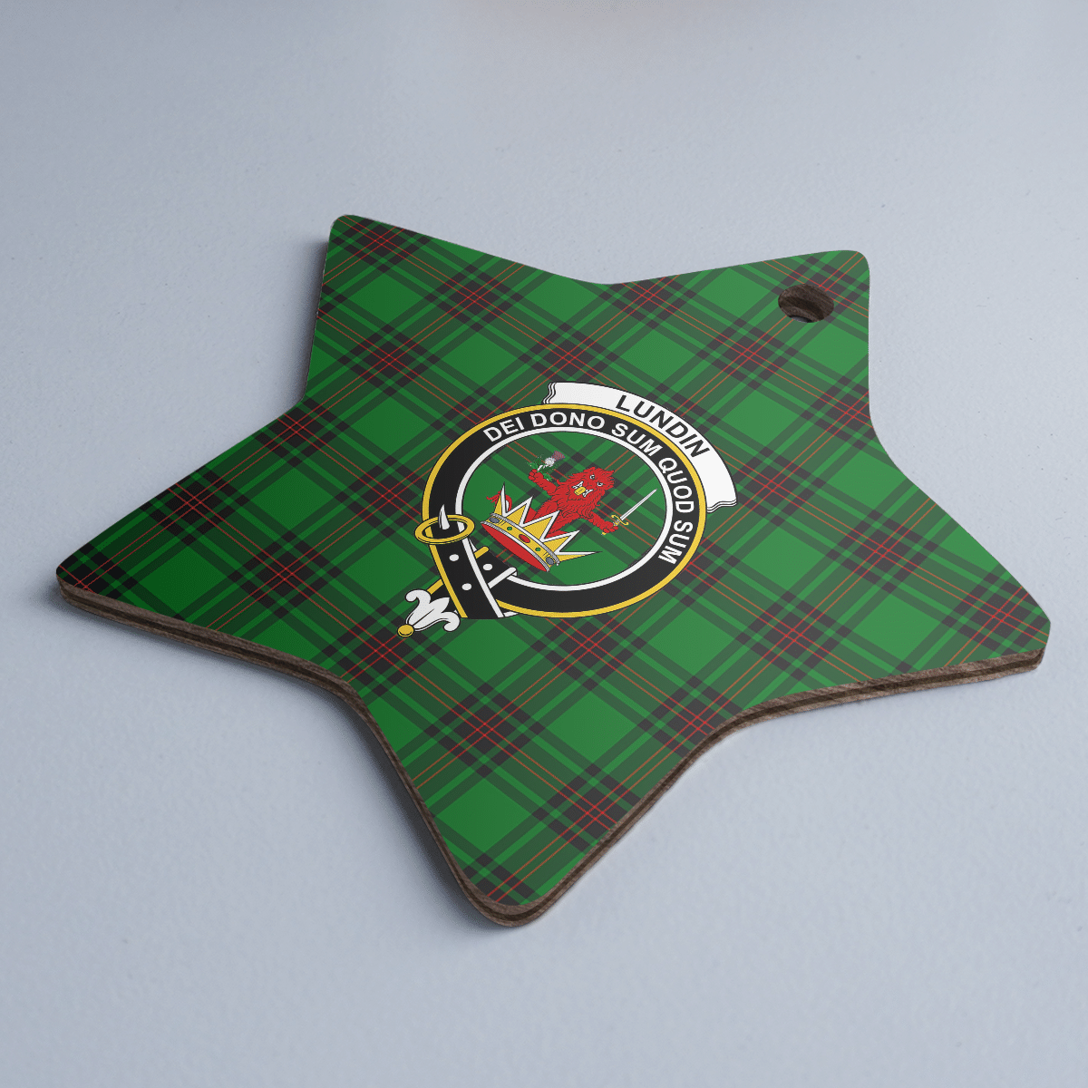 Clan Lundin Tartan Crest Star Ceramic Ornament NH43 Lundin Tartan Tartan Christmas   