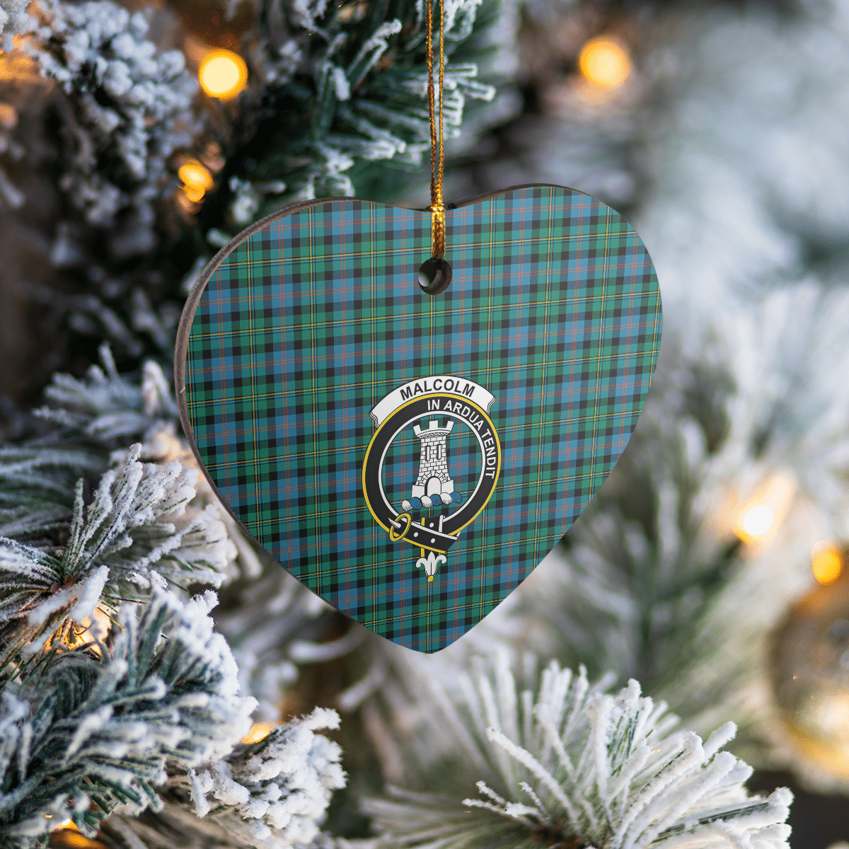 Clan Malcolm Ancient Tartan Crest Heart Ceramic Ornament BH93 Malcolm Ancient Tartan Tartan Christmas   