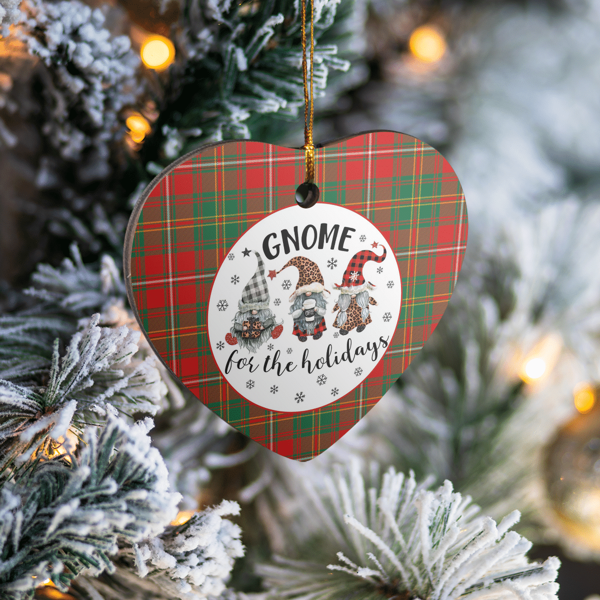Clan Hay Ancient Tartan Tartan Crest Gnome Heart Ceramic Ornament YN90 Hay Ancient Tartan Tartan Christmas   